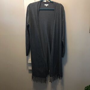 Ava Couture Charcoal Fringe Cardigan